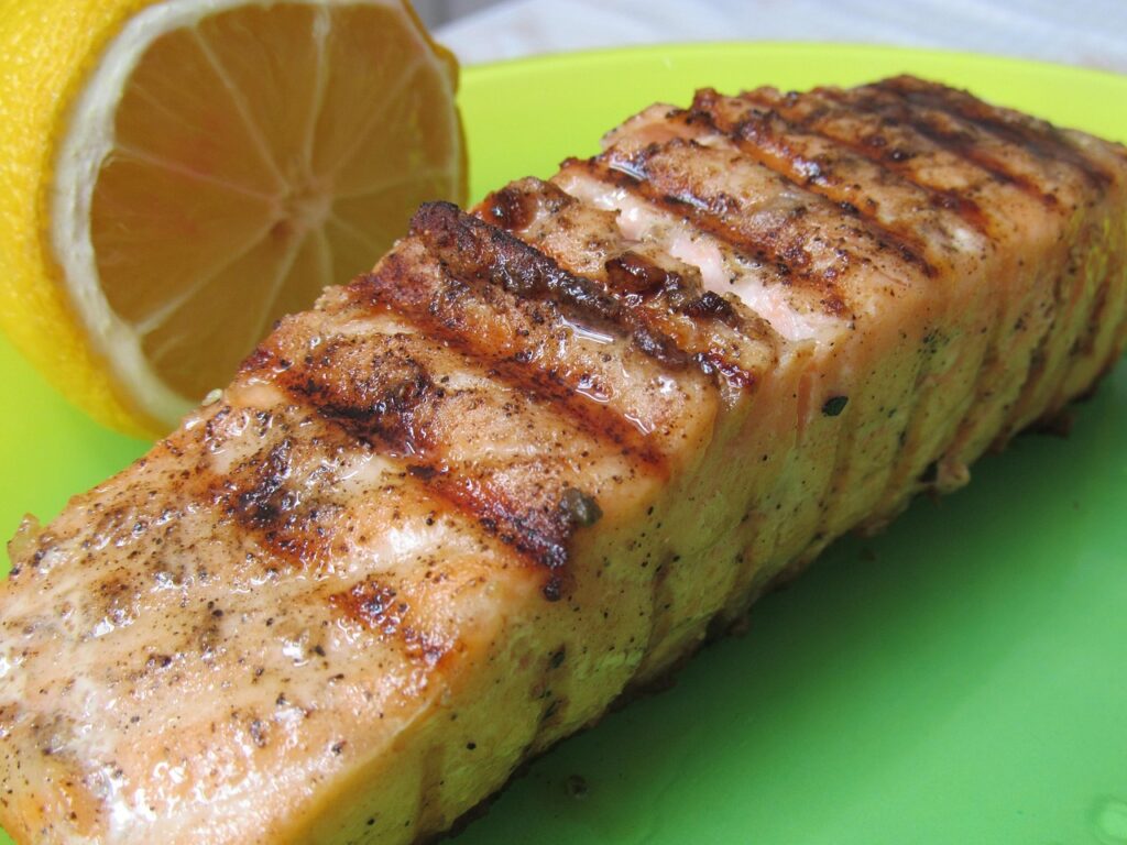 salmon, citron, grill