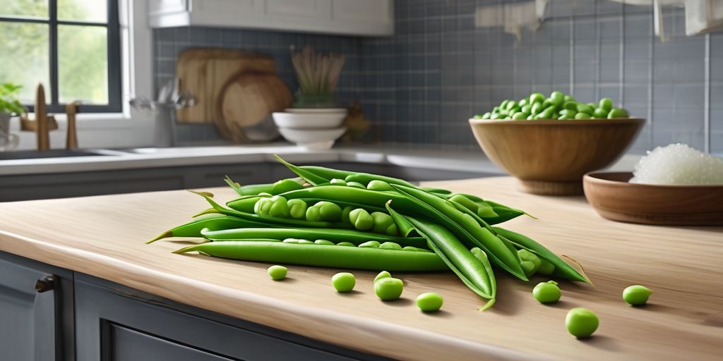 Asian sugar snap peas recipe in kitchen setting